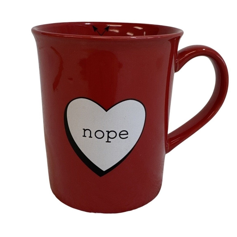 Fringe Studio Red Nope Heart Ceramic‎ Coffee Mug Anti Valentine Sarcastic 4.5in